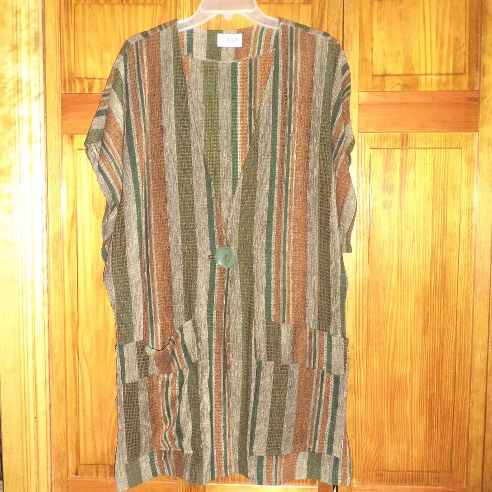 CASA unique multi color long vest sz L woman
